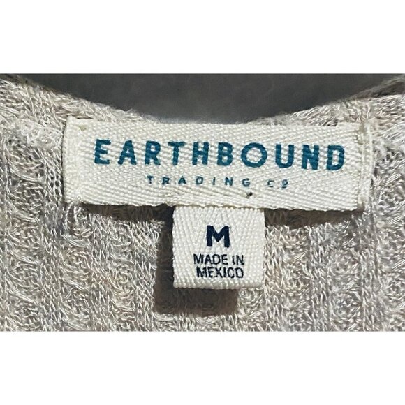 Earthbound Top Womens Medium Floral Bell Sleeve Waffle Knit Peasant Boho - Picture 4 of 6